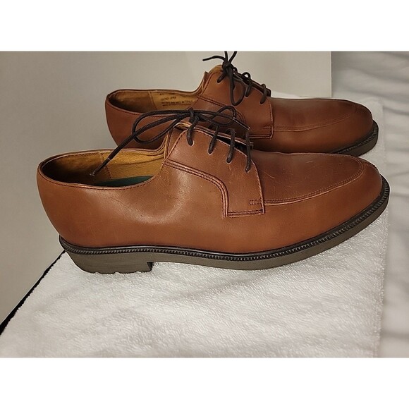 Barrington Mens 8 Shoes Brown Leather Split Toe Oxford Lace Up 8D Allen Edwards - Picture 4 of 16